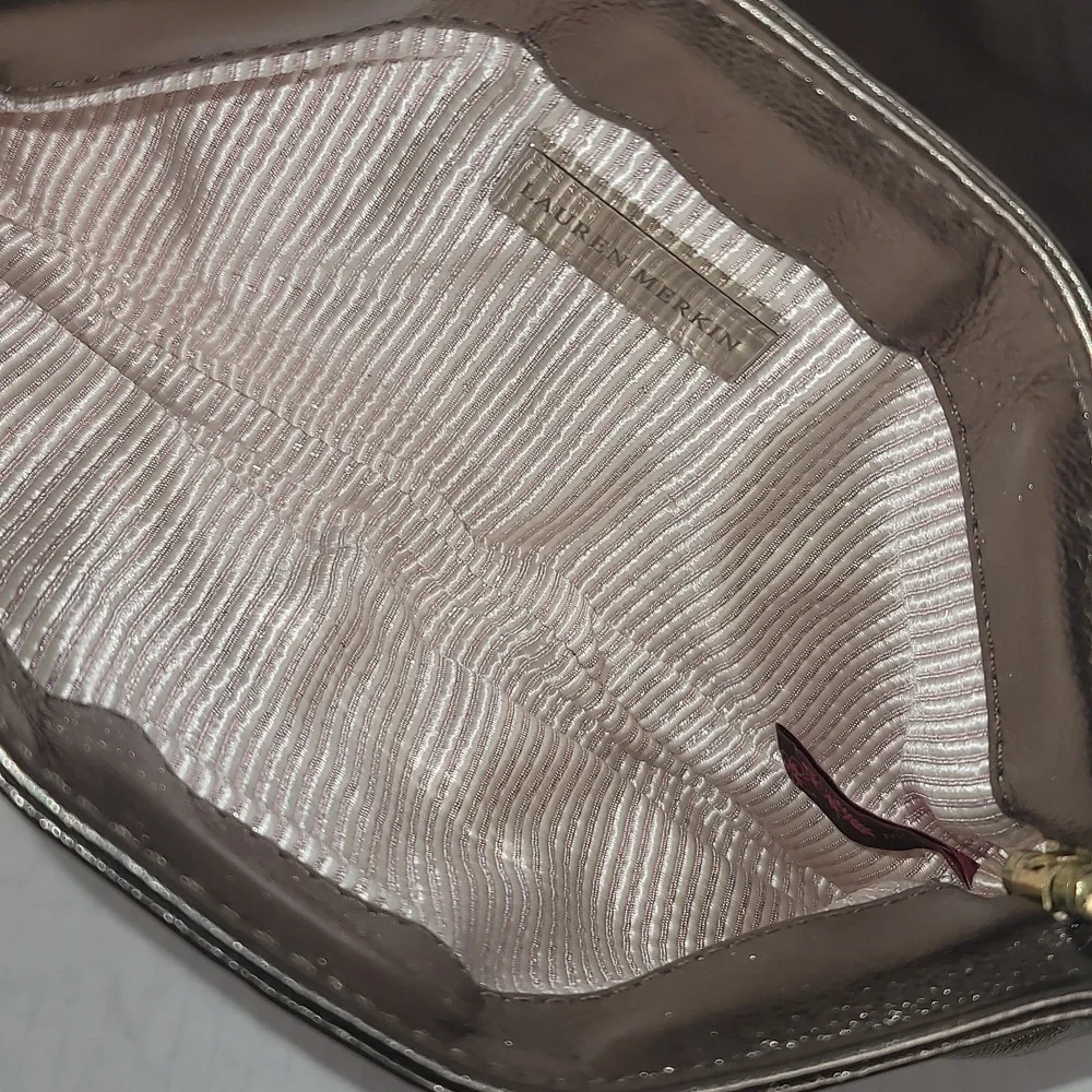 Lauren Merkin Bronze Leather Evening Clutch Wallet Bag